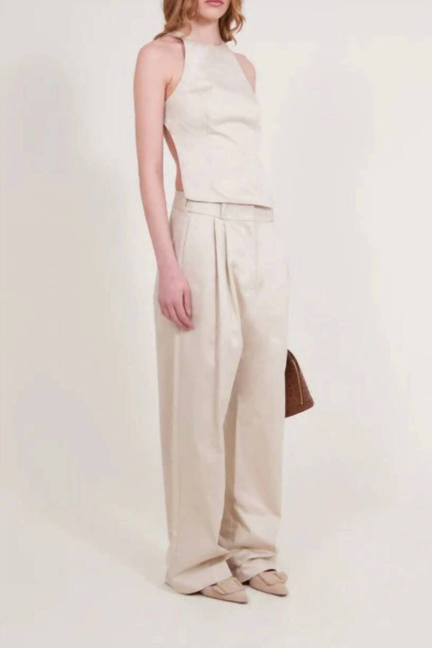 NEW ALFIE wide leg tailored pant in oat